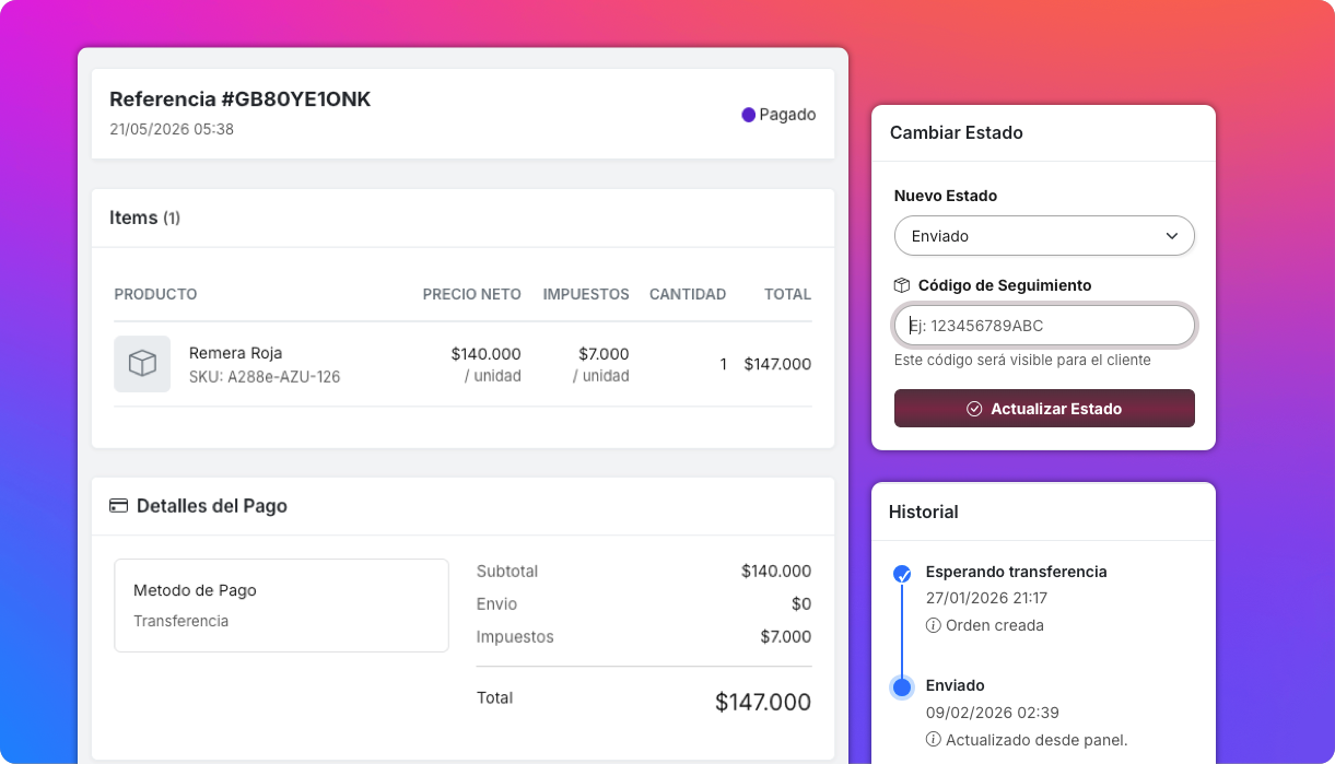 Pedidos manuales y link de pago