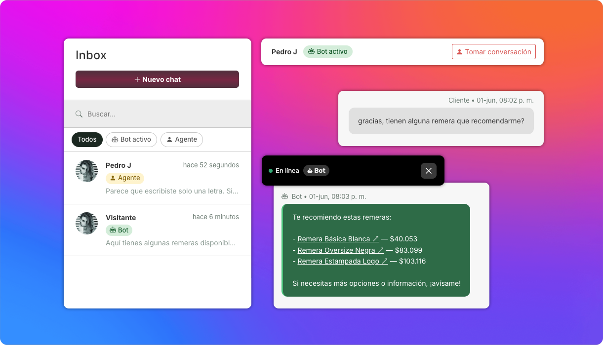 Inbox de atención al cliente