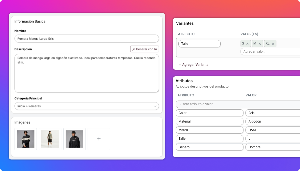 Productos y variantes
